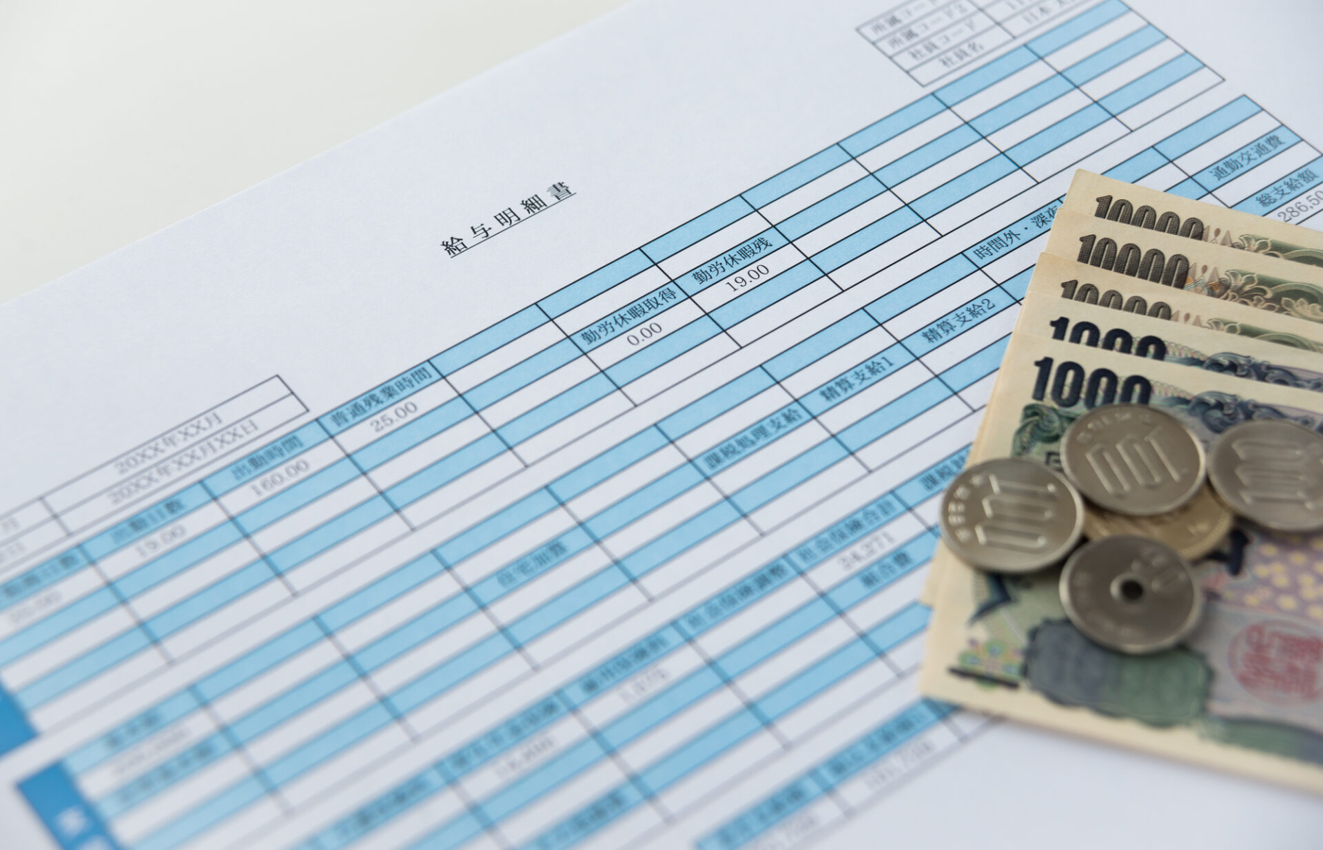 給与明細書と残業代