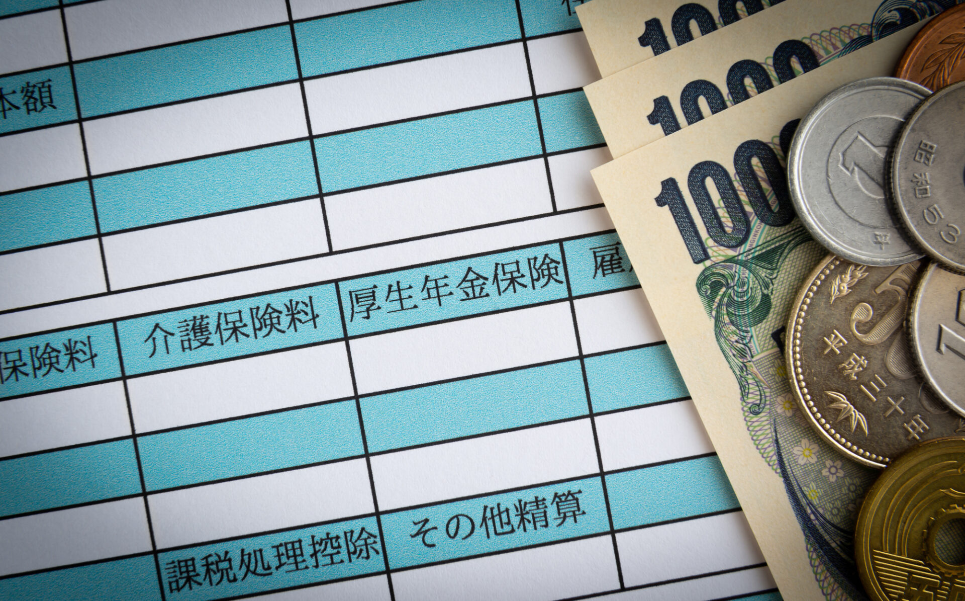 給与明細に記載されている代表的な保険料の項目